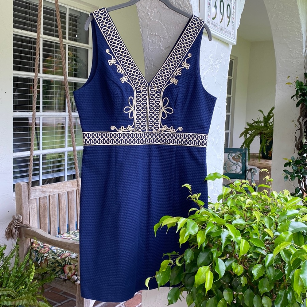Lilly Pulitzer Dress- size 12 -midnight Blue - Picture 3 of 15